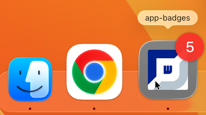 Badge d'icône d'application dans le dock macOS