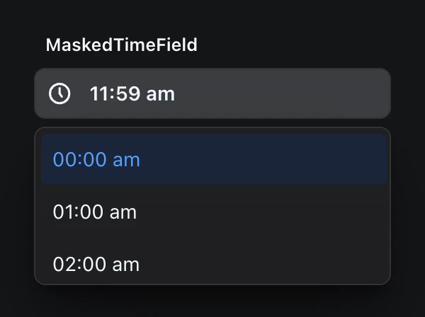 <span style='color: var(--ifm-color-primary)'>Masked</span>TimeField