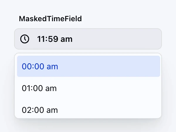 <span style='color: var(--ifm-color-primary)'>Masked</span>TimeField